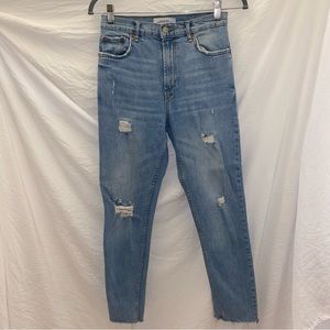Zara raw hem distressed skinny jeans